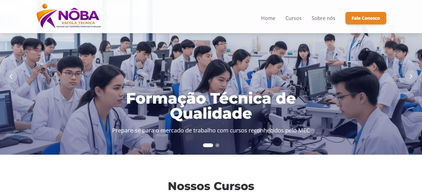 Página inicial da landing page do Instituto Nôba